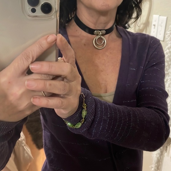 Black leather choker gothic punk emo accessory - Picture 8 of 9